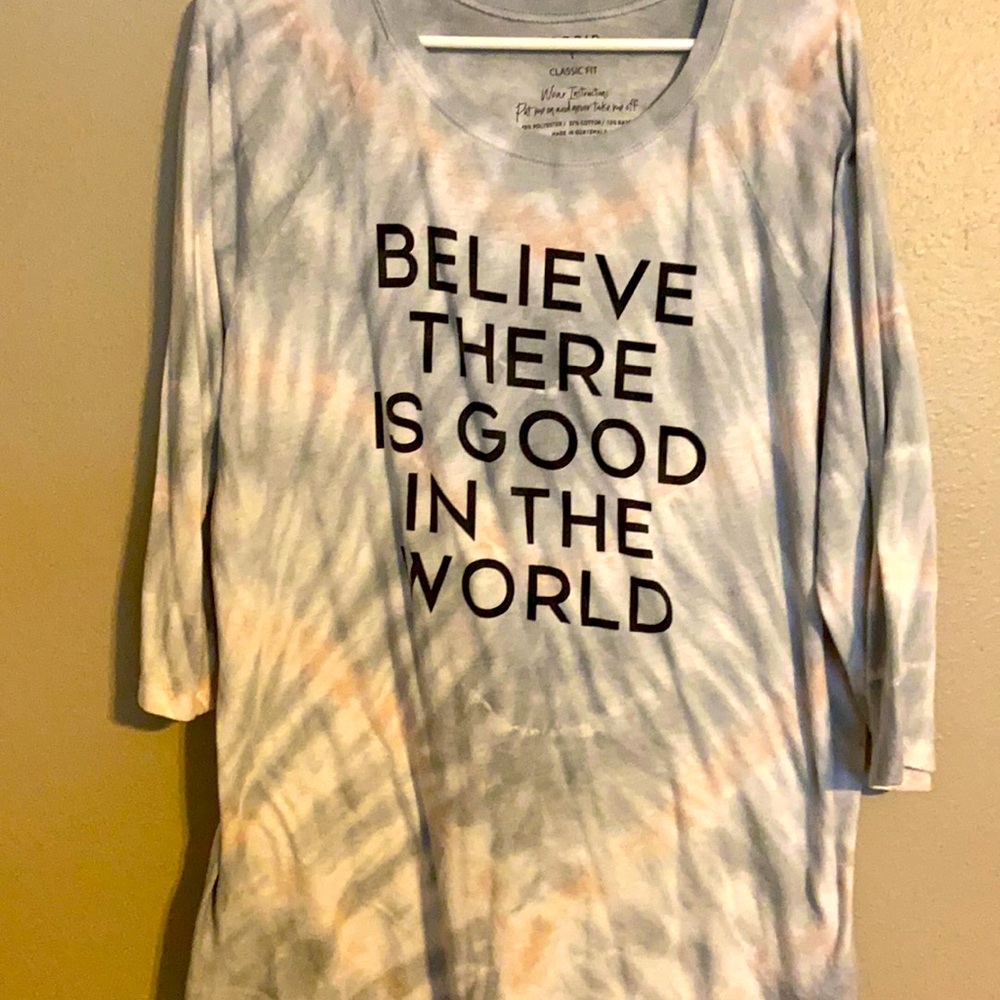 Size 1 3/4 sleeved believe good tee tie dye
